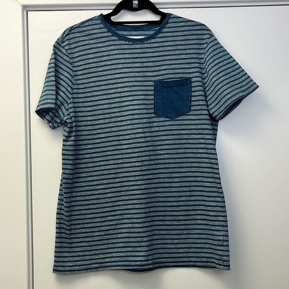 Goodfellow & Co. Mens Standard Sized blue and white stripe t-shirt- size M